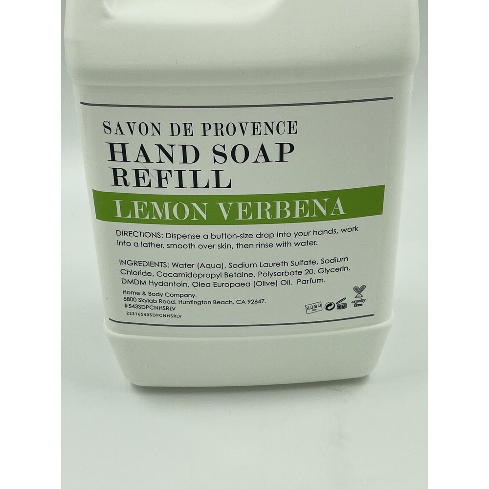 HOME & BODY SAVON DE PROVENCE HAND SOAP REFILL LEMON VERBENA OLIVE OIL 64oz - Picture 5 of 11